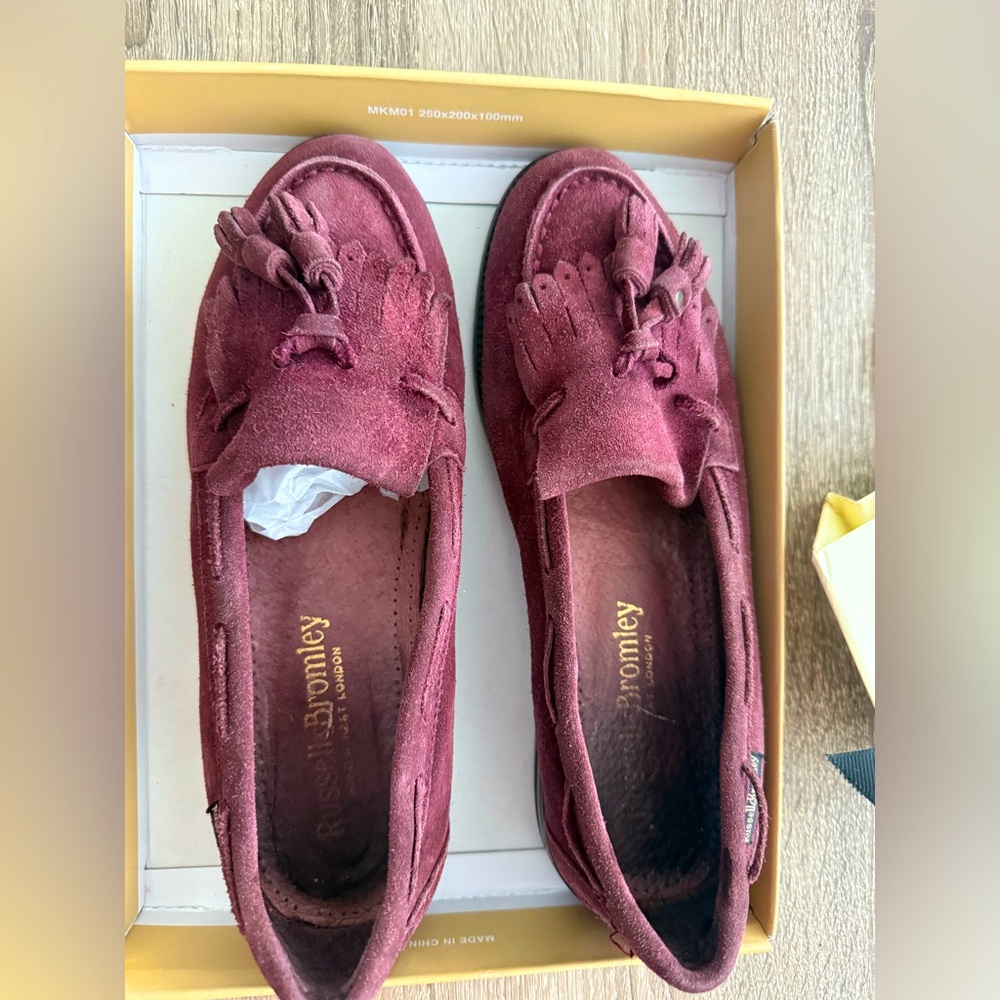 Russell and Bromley Women's Tassel Moccasins - Wine Red / Purple / Burgundy